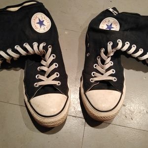 Black Knee High Converse Boots